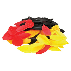 Trimmed Feathers Red Yellow and Black Leaf Shaped Pack