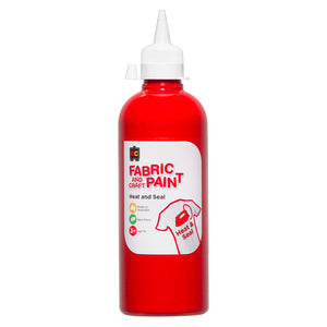 Educational Colours Fabric and Craft Paint 500ml Red in a squeeze bottle with precision nozzle suitable for fabric painting, classroom art, decorative crafts, and mixed media creative projects.