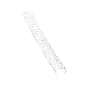 A single white Fellowes 34 loop wire binding comb laid diagonally on a white background, shown full length
