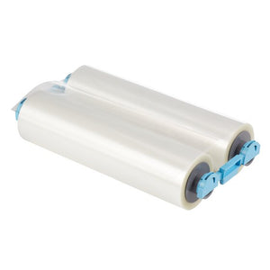 GBC Foton 75 micron refill: two clear laminating film rolls joined at one end by blue plastic clips