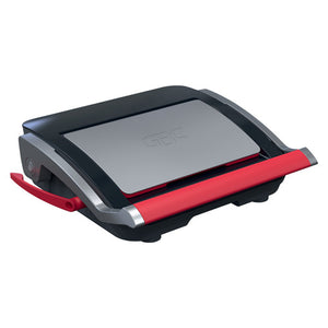 GBC WireBind WB15 manual wire binding machine closed, black body with a silver lid panel and red handle bar