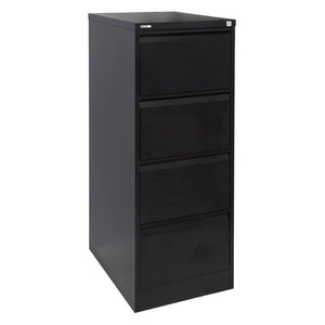 Rapidline Go 4 drawer vertical filing cabinet in Black Ripple shown at a front angle with all drawers closed.