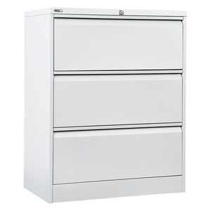 Rapidline Go Heavy Duty Lateral Filing Cabinet Three Drawer White Satin