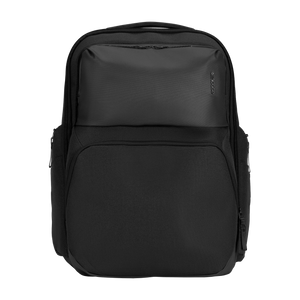 Incase A.R.C. Commuter Pack 26L laptop backpack in black, front view, studio cut-out on a plain background