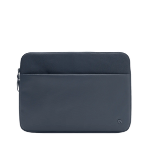 Incase A.R.C. Sleeve for 14-inch laptops in Navy, front view showing the zippered front pocket, on a plain background