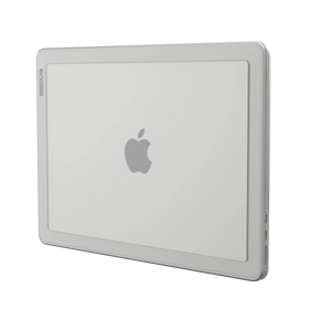 Incase Edge Hardshell in Clear fitted to a 13-inch MacBook Air, shown closed at an angle on a plain background