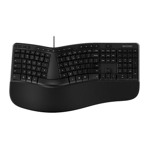 Incase Designed by Microsoft Ergonomic Keyboard in black, top view on a plain white background showing the split, arched keyset and palm rest
