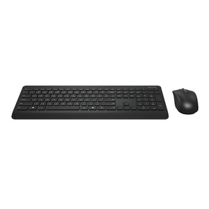 Incase Designed by Microsoft Wireless Desktop 900 black wireless keyboard and mouse, top view on a plain white background