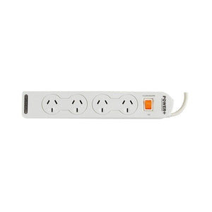 Italplast 4 Outlet Power Board with Master Switch, white, I518