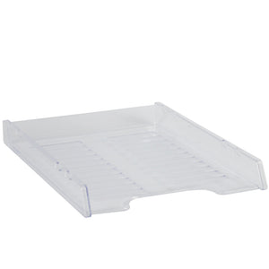 Italplast Slimline Multi-Fit Document Tray A4 Clear, I 65CLR, low profile letter tray, angled view