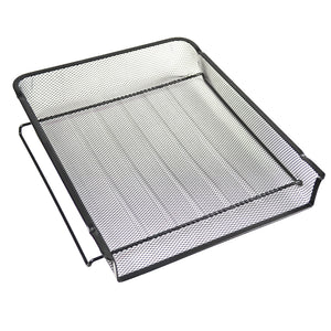 Italplast Wire Mesh Document Tray Single Black, I351B, black mesh letter tray, angled view