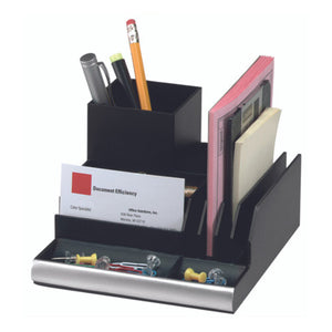 Italplast Workspace Desk Organiser Matte Black and Silver (I 365) — Italplast product, Australian made