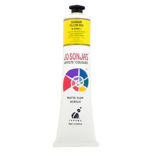 Jo Sonja's Matte Flow Acrylic Cadmium Yellow Mid 75ml tube with yellow label band reading Series 3