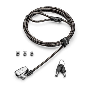 Kensington ClickSafe 2.0 Universal Laptop Lock Standard Keyed with coiled black cable, three anchor tips and two keys