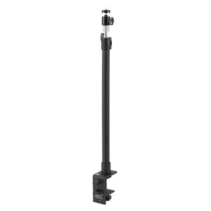 Kensington A1000 Telescoping C-Clamp Desktop Mount in black, full view of the pole with the mount on top and clamp at the base