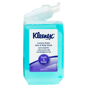 Kleenex Luxury Foam Hair and Body Wash Light Blue 1000ml Cartridge Case of 6