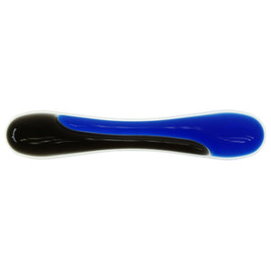 Kensington Duo Gel Keyboard Wrist Rest 62397 seen from the front, a long gel pillow that is part translucent smoke and part blue