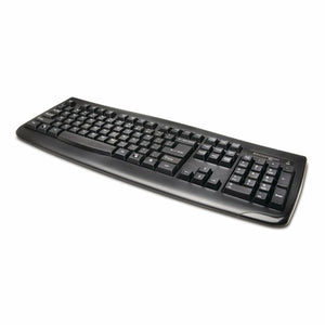 Kensington Pro Fit Wireless Keyboard in black, front view showing full-size QWERTY layout with numeric keypad