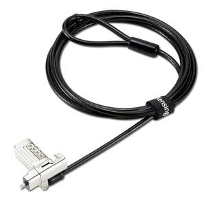 Kensington Universal 3-in-1 2.0 Combination Laptop Lock Serialised with coiled black cable and silver lock head