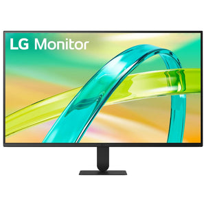 LG 32U401B-B 31.5 inch Full HD monitor front view showing slim three-side bezels and flat black stand