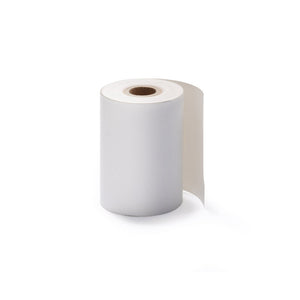 Lafayette TH57x40 thermal paper roll for EFTPOS terminals, one white roll with a cardboard core and a short length of paper unrolled beside it