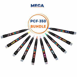 Posca PCF-350 Paint Marker Pen Brush Tip Bundle of 10 Individual Colours