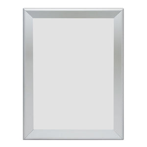 Manhattan Premium Snap Frame A3 in matte silver, straight-on portrait view showing a wide mitred border around a blank grey insert