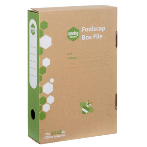Marbig Box File with Spring Fitting Foolscap 80mm Kraft