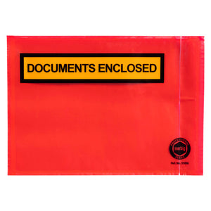 Red Marbig Professional packaging envelope with a yellow panel printed Documents Enclosed and a Professional Series roundel lower right