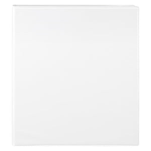 Front of the Marbig Half Arch Clearview lever arch file in white, with the clear overlay across the A4 cover