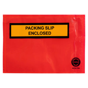 Red Marbig Professional packaging envelope with Packing Slip Enclosed printed on a yellow panel and Ref. No. 51100 lower right