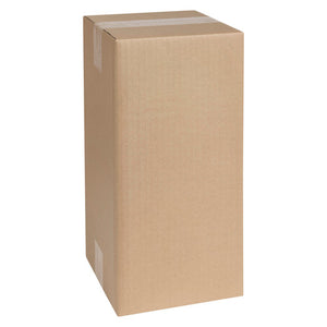 Tall Marbig Professional 51019 brown pallet carton, 185 x 185 x 400mm, standing assembled with a taped top seam on white