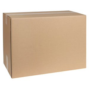 Large Marbig Professional 51024 brown pallet carton, 572 x 285 x 400mm, assembled with a taped top seam, on a white background