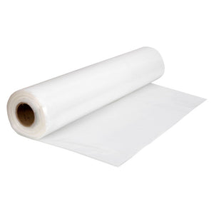 Marbig Professional 51058 roll of clear cast machine stretch film on a cardboard core, with a length of film unrolled across a white background