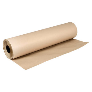 Wide Marbig Professional brown kraft paper roll with a sheet unrolled across the foreground from its dark core
