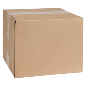 Marbig Professional 51025 brown shipping carton with a square 230 x 230mm base, assembled and sealed with clear tape along the top seam