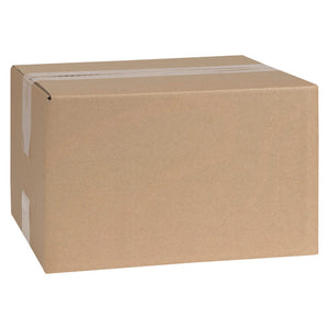 Marbig Professional 51026 brown single wall shipping carton, 250 x 200 x 150mm, closed with clear tape along the top seam and one side edge