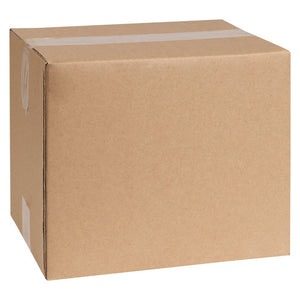Marbig Professional 51030 brown shipping carton, 305 x 215 x 250mm, assembled with clear packing tape along the top seam and down one edge