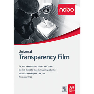 Nobo OHP Universal Inkjet and Laser Film Clear Pack of 25