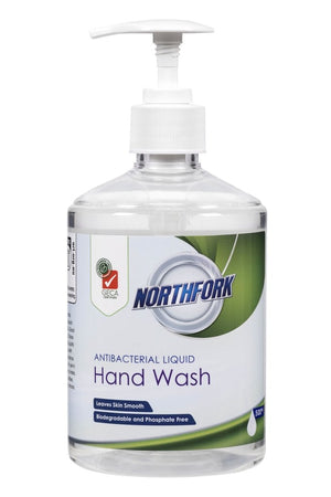 Northfork GECA Antibacterial Liquid Hand Wash 500ml pump bottle, sold in a carton of 12