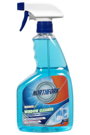 Northfork Window and Glass Cleaner Alcohol Free 750ml trigger spray bottle, front label, sold as a carton of 12