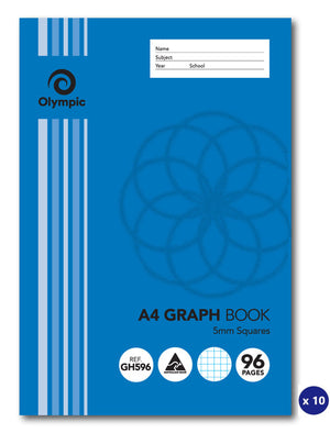 Olympic Graph Book A4 96 Pages 5mm Stapled Pack of 10