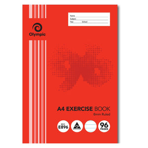 Olympic Exercise Book A4 96 Pages 8mm Feint Stapled Pack of 10 - image 1