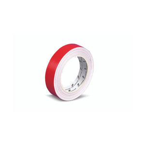 Roll of Olympic red cloth tape 25mm wide with the bright red cloth face, the white inner wind and the printed Olympic core on a white background
