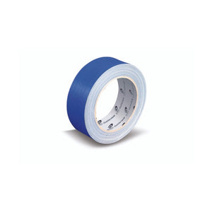 Olympic navy blue cloth tape, 38mm roll photographed at an angle so the blue cloth face, white wound edges and Olympic printed core are visible