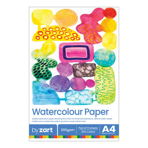 Zart Watercolour Pad A4 12 Sheets 25 Percent Cotton Blend