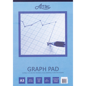Zart Graph Paper Pad A3 25 Sheets 1mm Grid 70gsm Blue Lines