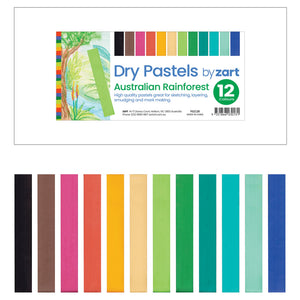 Zart Dry Pastels Australian Rainforest Colours Pack of 12 Student Quality