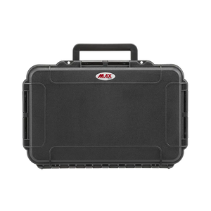 Panaro MAX004V waterproof case in black, closed front view showing latches and moulded shell