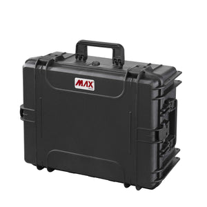 Panaro MAX540H245 closed, three-quarter view of the black MAX540H245 shell with red MAX logo, top handle and side handle